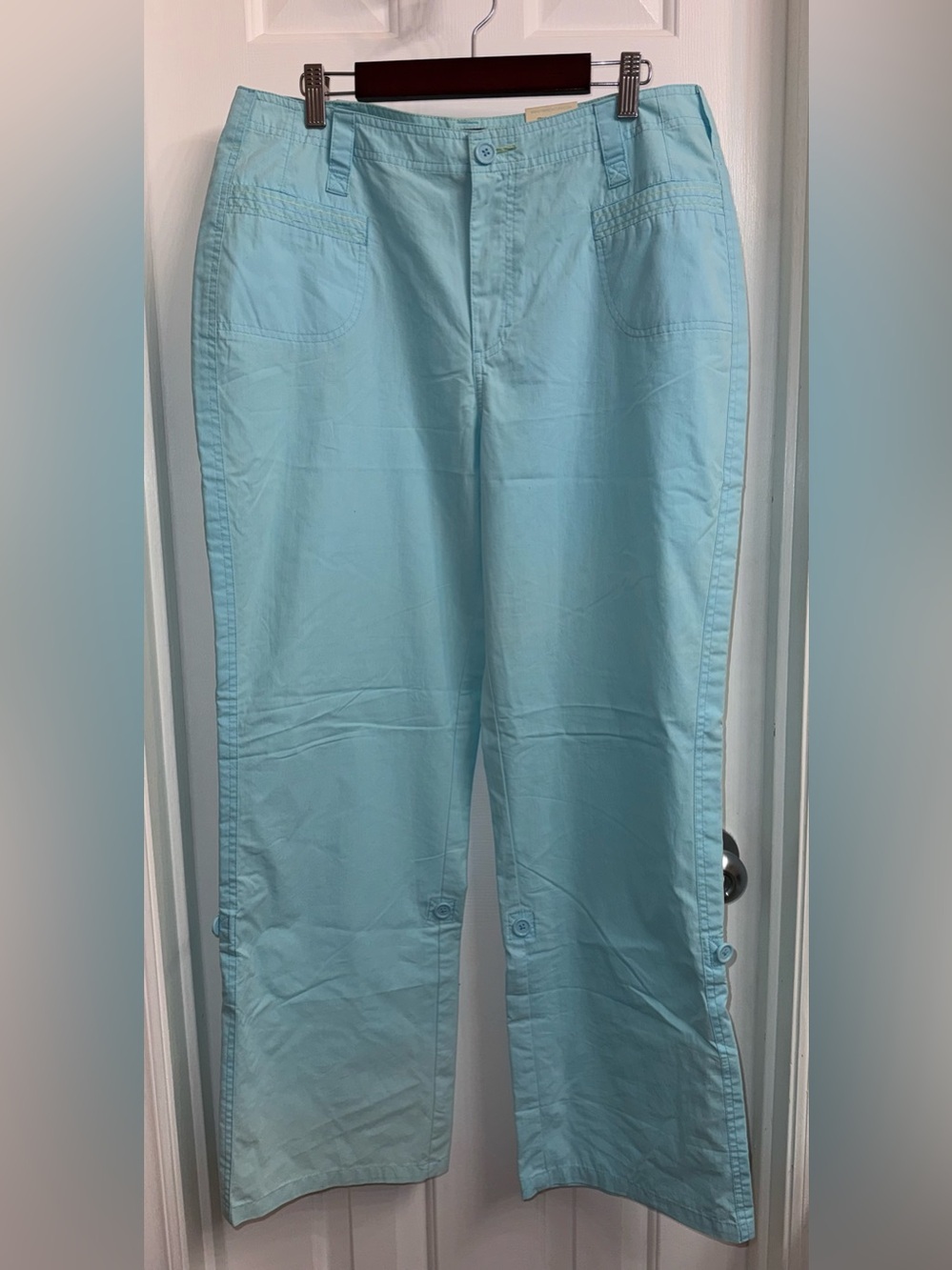 French Cuff Cool Mint Straight-Leg Women’s Adjustable Lightweight Pants, NEW!